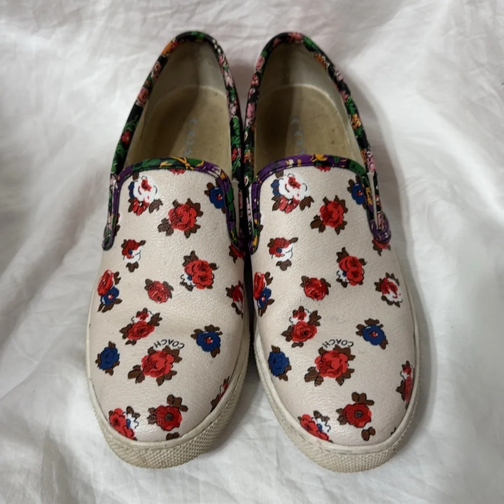 Women’s Coach Floral Parkside Tea Rose Slip-On Sneakers. Size 7 - Picture 3 of 11